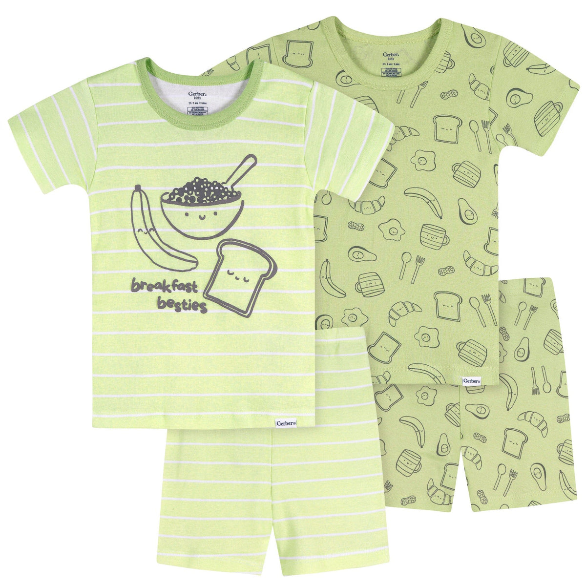 4-Piece Infant & Toddler Neutral Blue Naptime Cotton Pajama Short Set sleepwear Gerber® 