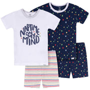 4-Piece Infant & Toddler Neutral Green Breakfast Cotton Pajama Short Set sleepwear Gerber® 