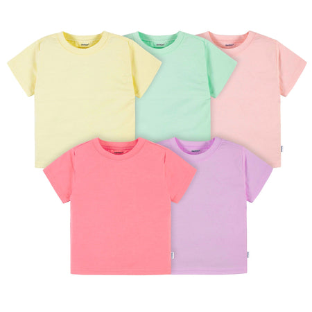5-Pack Infant & Toddler Girls Bright Rainbow Short Sleeve T-Shirts
