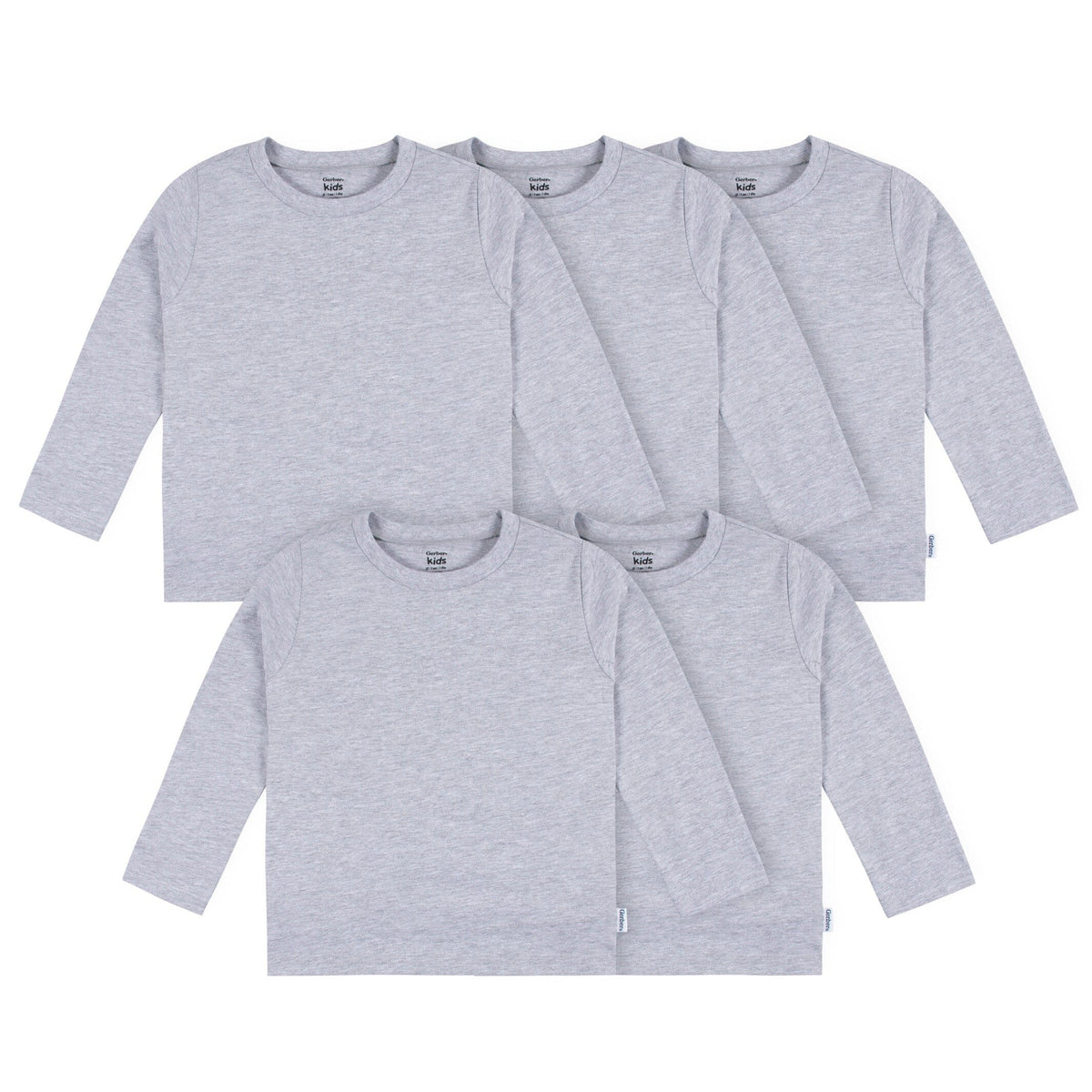 5-Pack Baby & Toddler Grey Heather Premium Long Sleeve T-Shirts