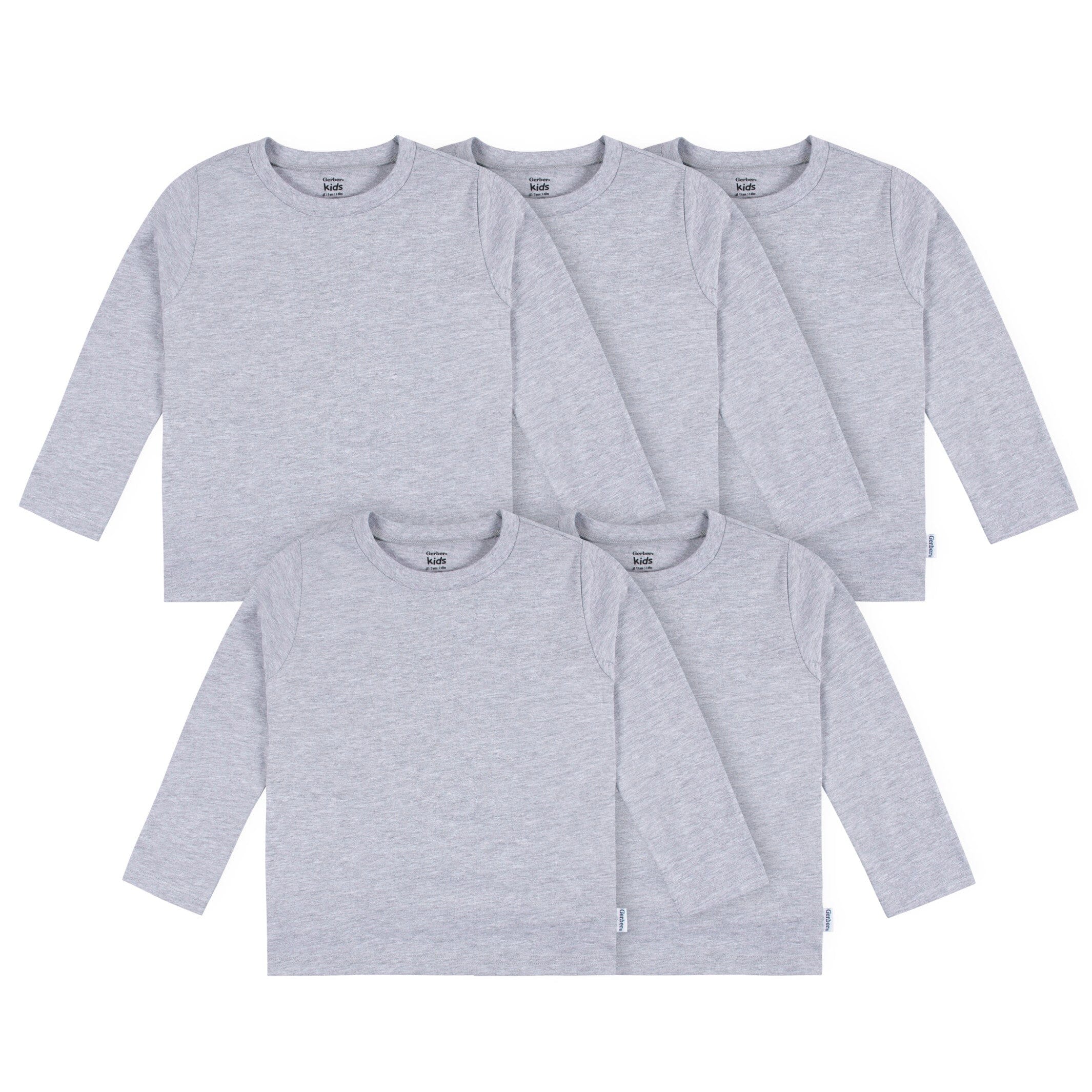 5-Pack Baby & Toddler Grey Heather Premium Long Sleeve T-Shirts