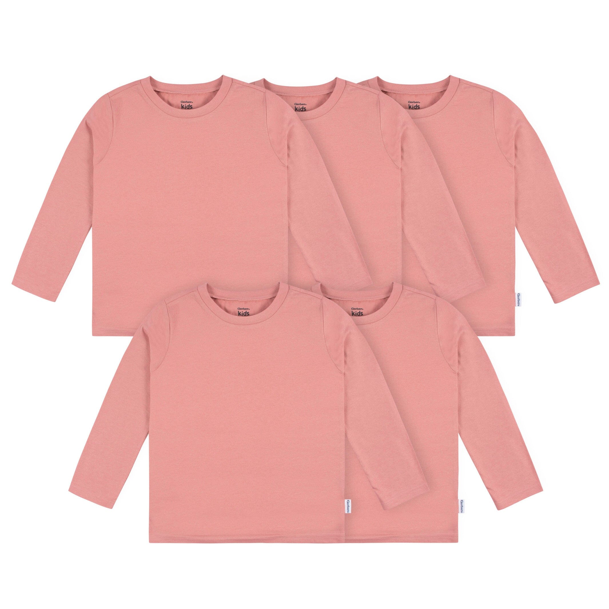 5-Pack Baby & Toddler Mauve Pink Premium Long Sleeve T-Shirts