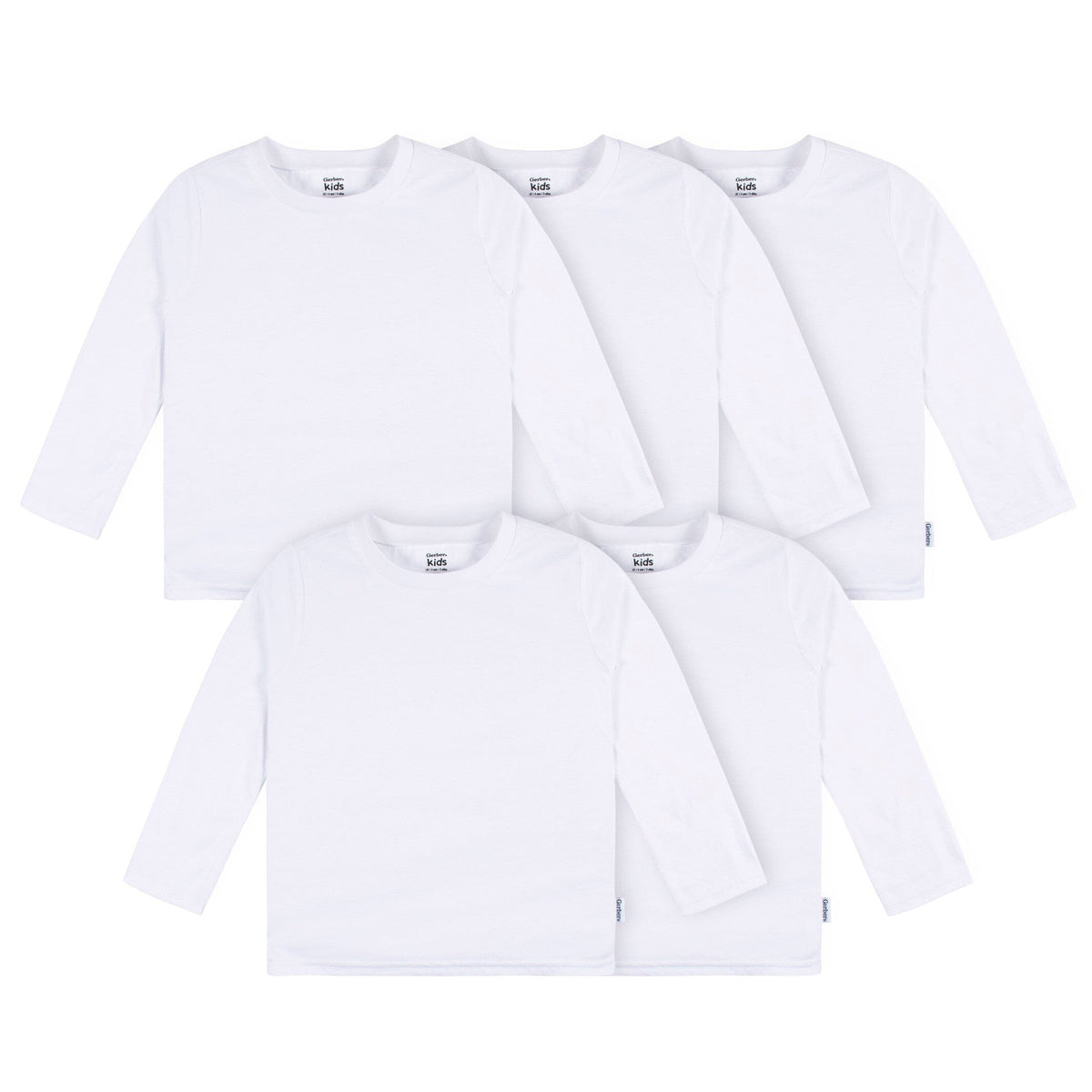 5-Pack Baby & Toddler White Premium Long Sleeve T-Shirts