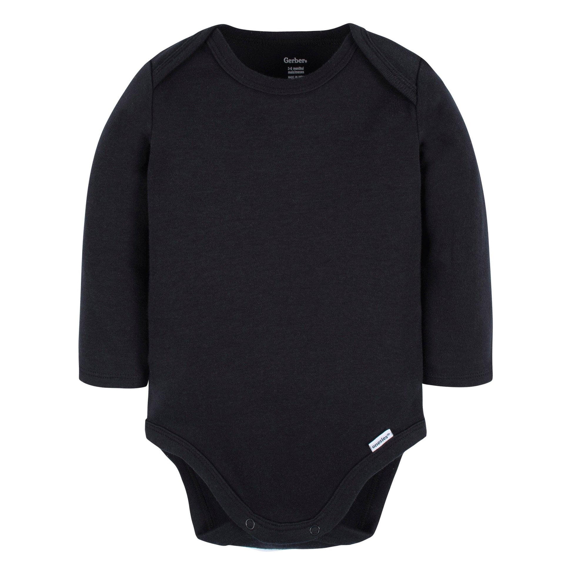 5-Pack Baby Black Premium Long Sleeve Lap Shoulder Onesies® Bodysuits