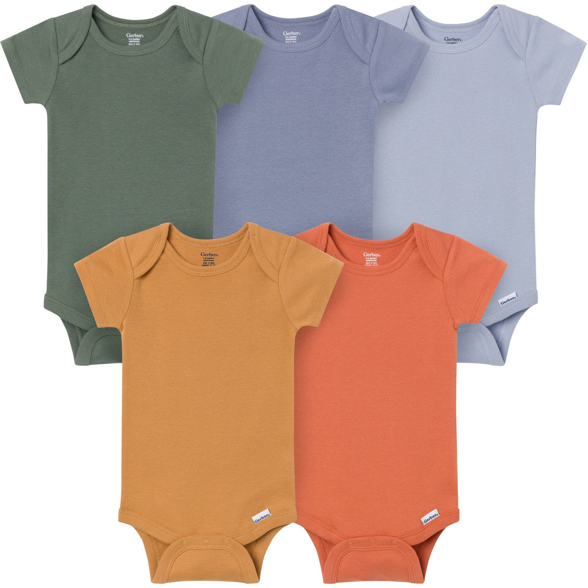 5-Pack Baby Boys Cozy Neutral Short Sleeve Bodysuits Onesies Bodysuits Gerber® 