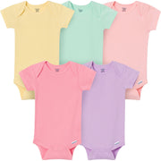 5-Pack Baby Girls Pastels Short Sleeve Bodysuits Onesies Bodysuits Gerber® 