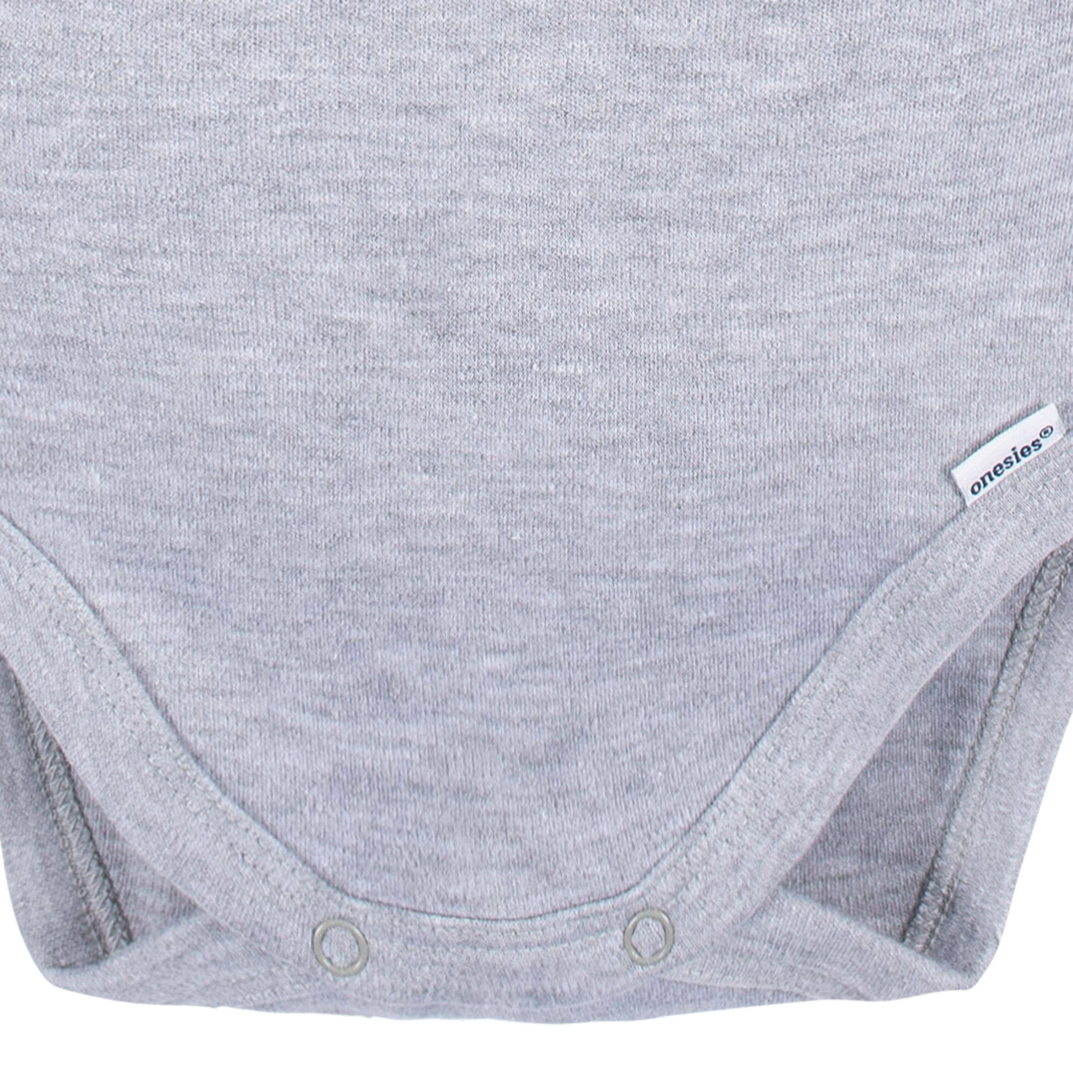 5-Pack Baby Grey Heather Premium Long Sleeve Lap Shoulder Onesies® Bodysuits