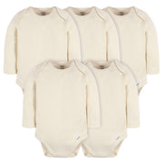 5-Pack Baby Natural Premium Long Sleeve Lap Shoulder Onesies® Bodysuits