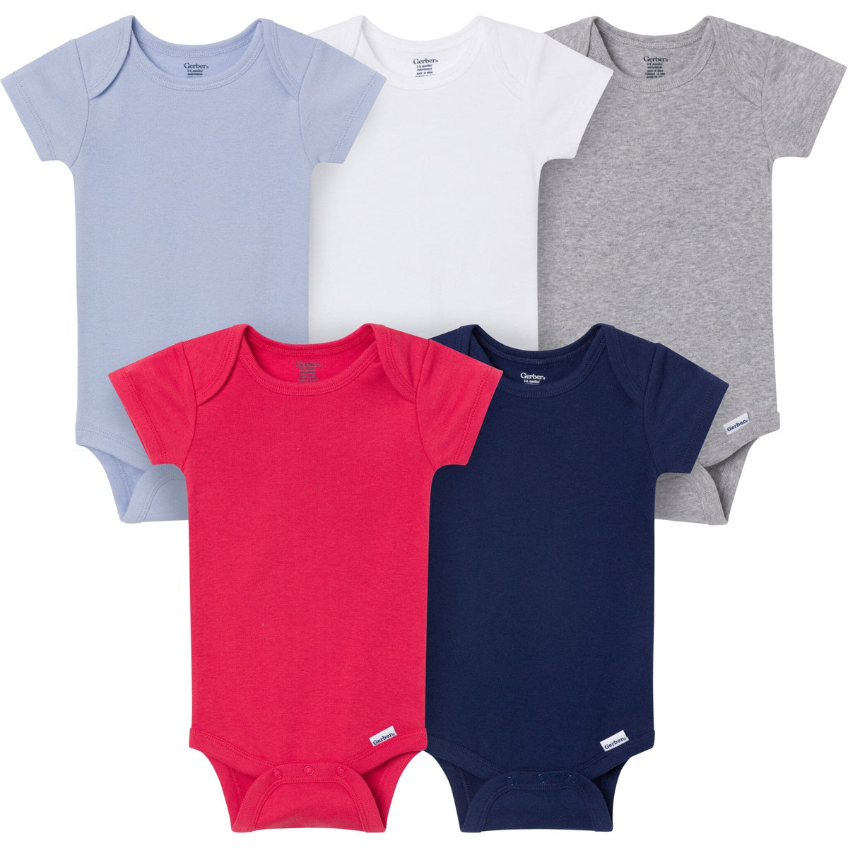 5-Pack Baby Neutral Classic Solids Short Sleeve Bodysuits Onesies Bodysuits Gerber® 