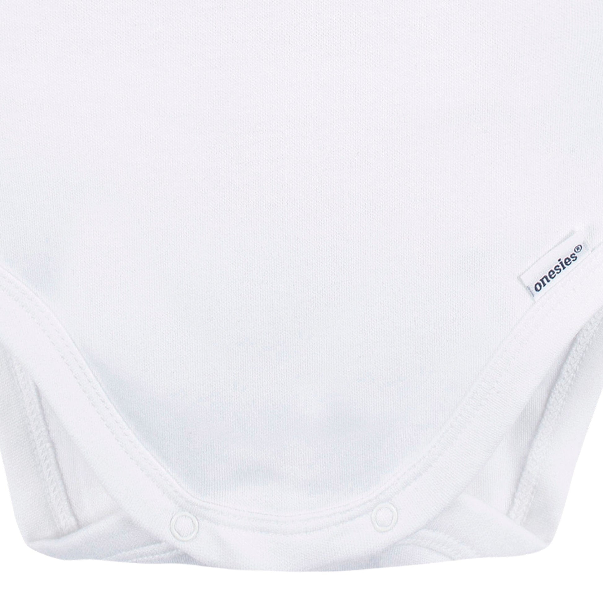 5-Pack Baby White Premium Long Sleeve Lap Shoulder Onesies® Bodysuits