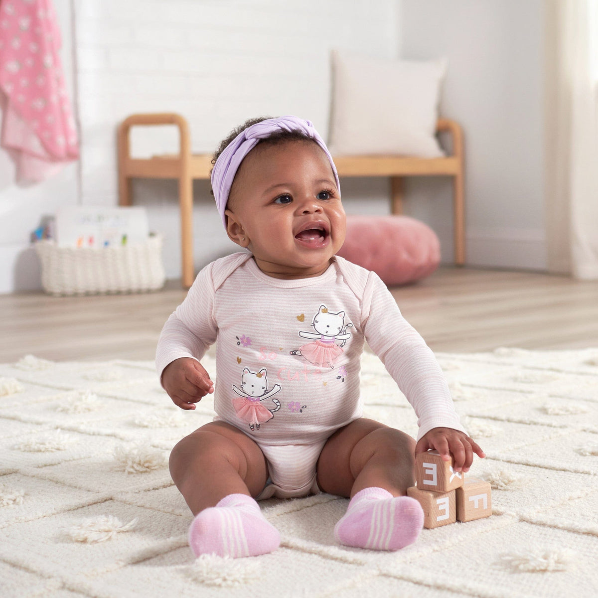 6- Baby Girls Ballerina Wiggle Proof® Socks