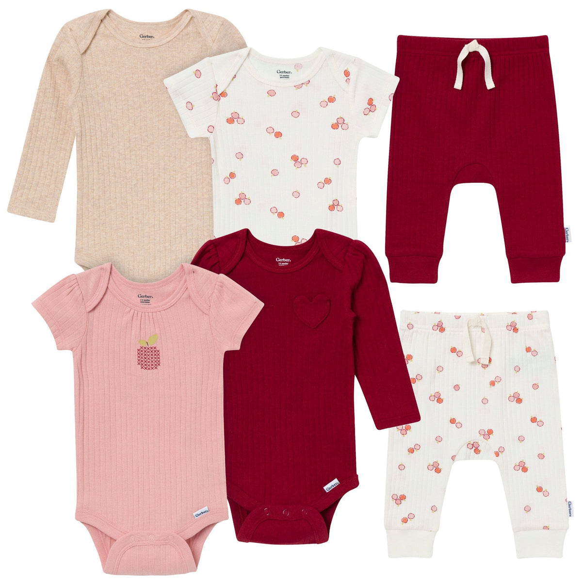 6-Piece Baby Girls Autumn Apples Layette Set Gift Sets Gerber® 
