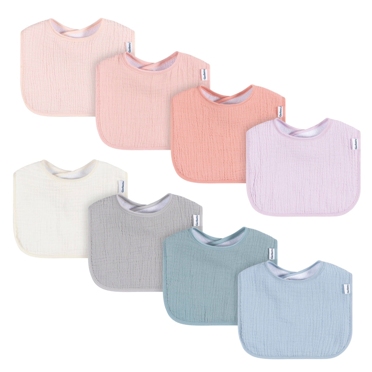 8-Pack Baby Girls Multi Drooling Bibs