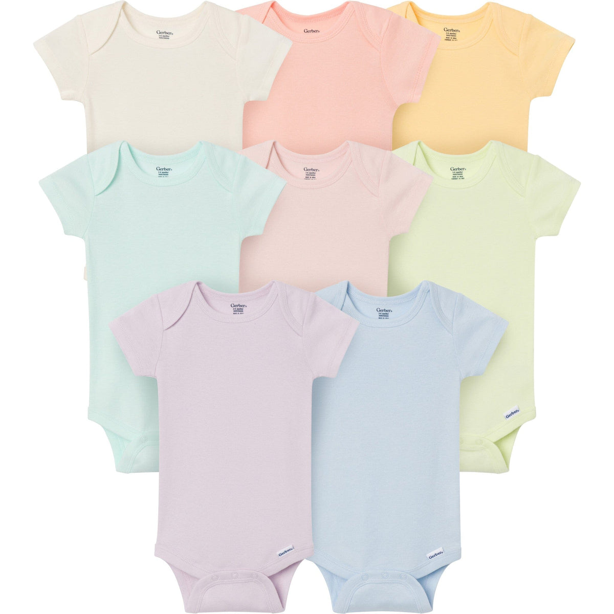 8-Pack Baby Girls Rainbow Short Sleeve Bodysuits onesies Gerber® 