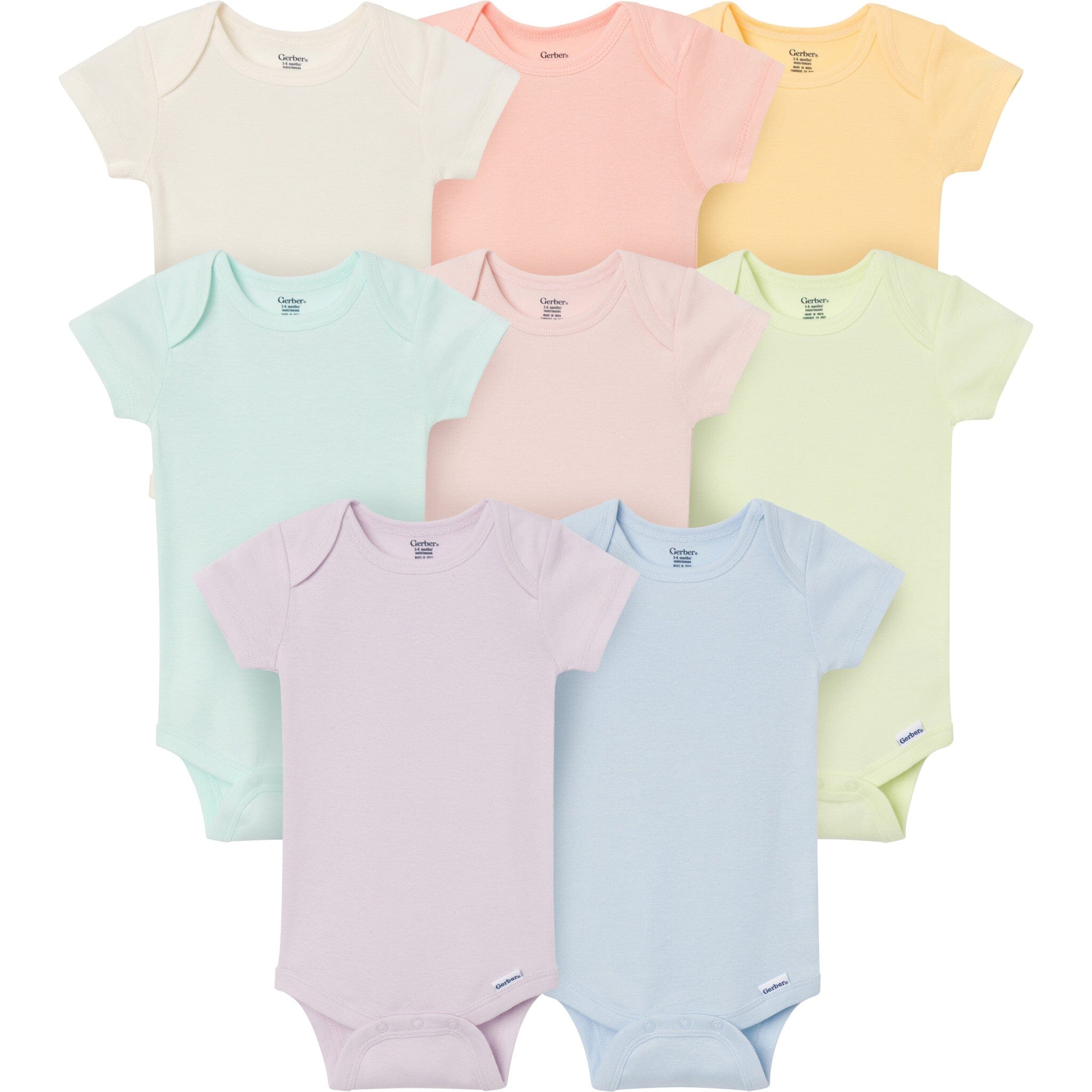 8-Pack Baby Girls Rainbow Short Sleeve Bodysuits onesies Gerber® 