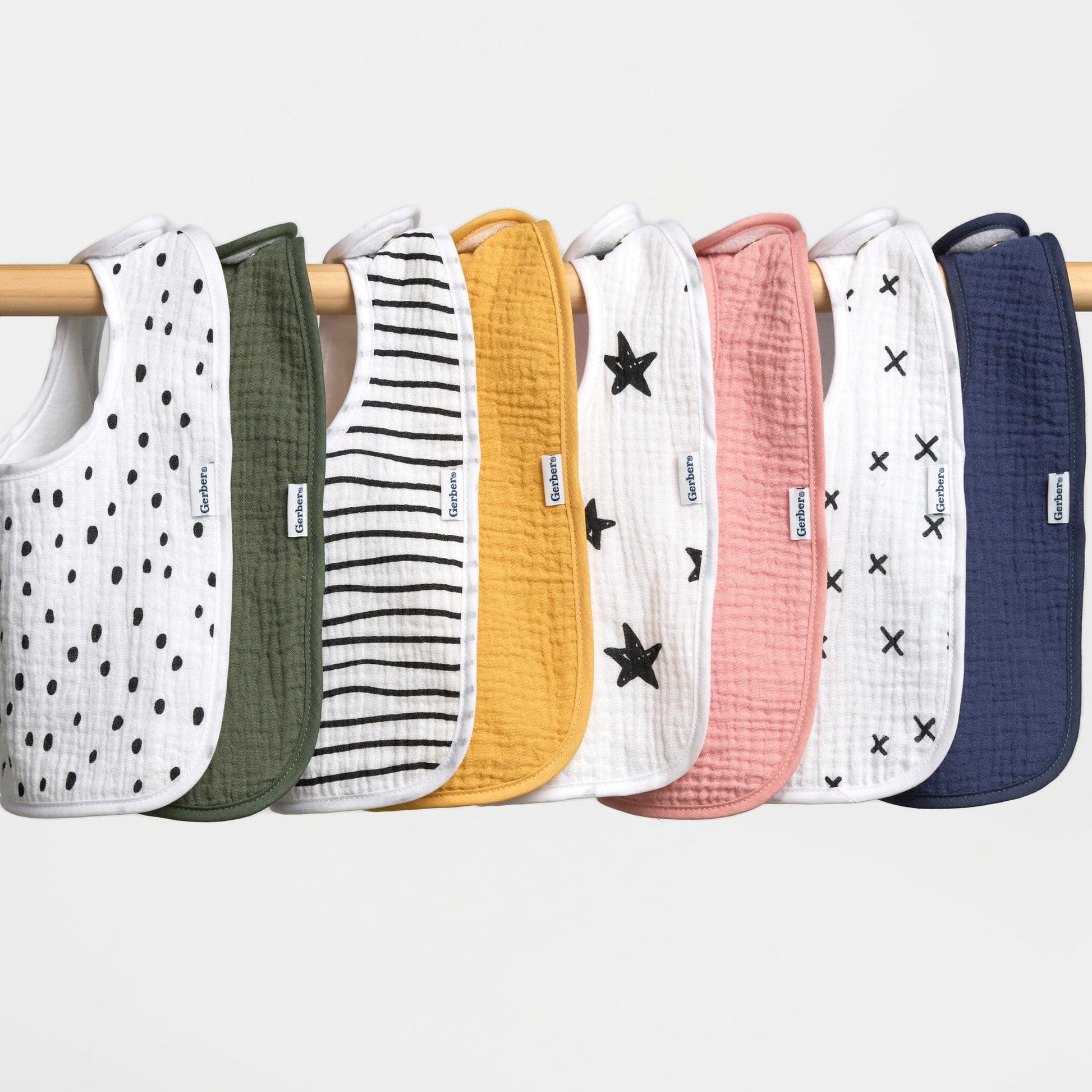 8-Pack Baby Neutral Multi White Drooling Bibs