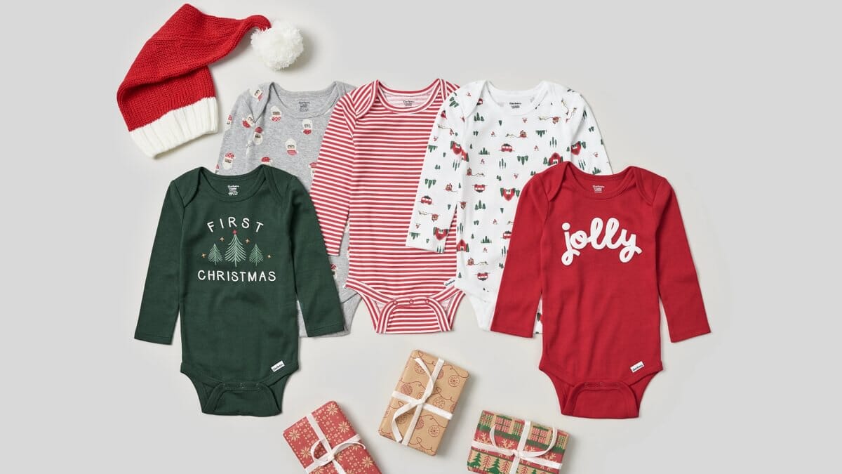 3-Pack Baby Neutral First Christmas Long Sleeve Onesies® Bodysuits onesies Gerber® 
