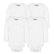 4-Pack Baby Neutral White Long Sleeve Bodysuits