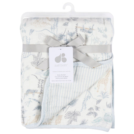 Baby Boys Blue Jungle Muslin Blanket