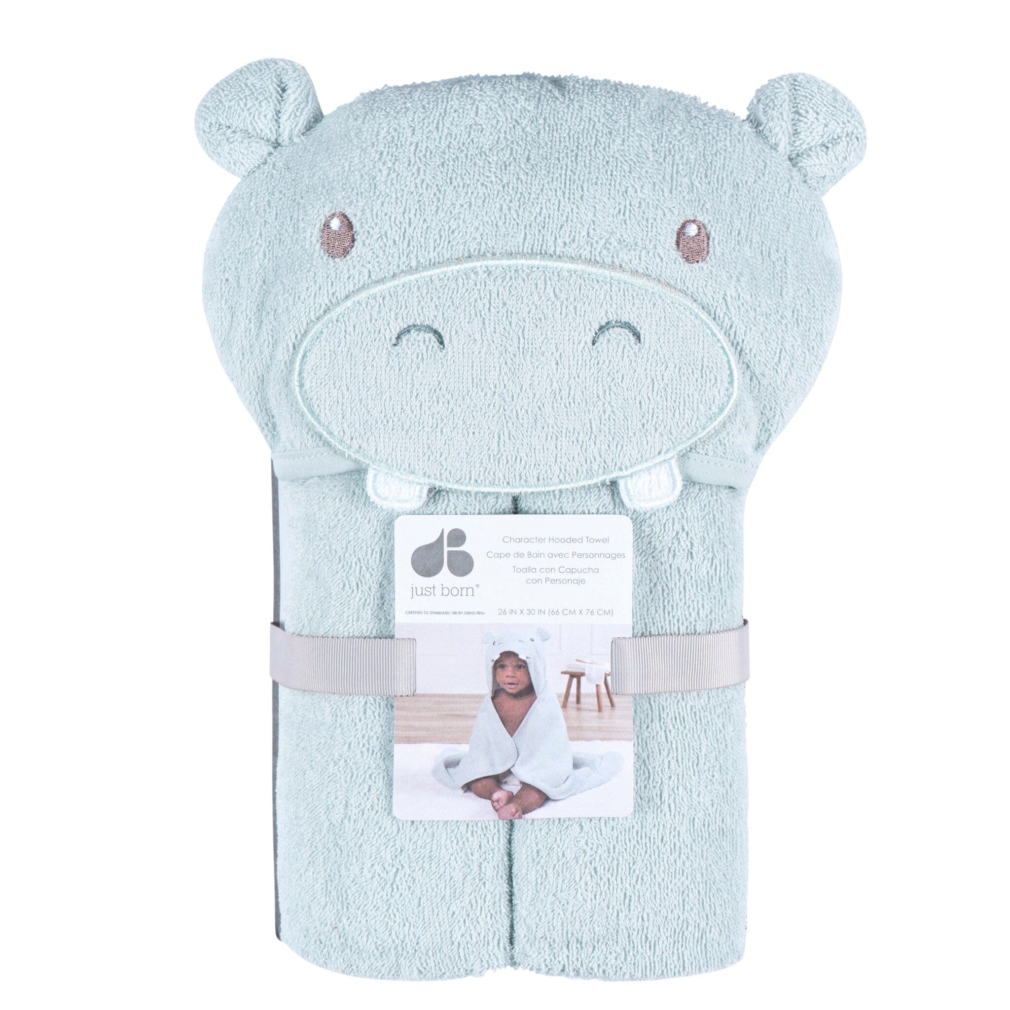 Baby Boys Blue Hippo Character Towel Bath Gerber® 