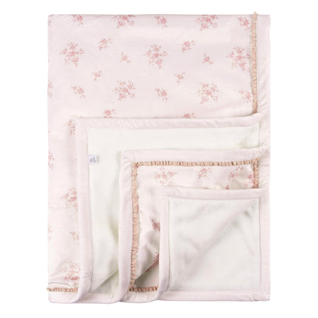 Baby Girls Pink Floral Plush Blanket