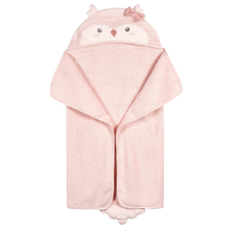 Baby Girls Pink Owl Hooded Bath Wrap