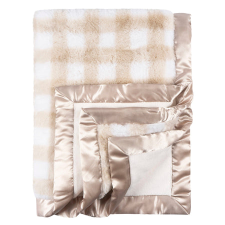 Baby Neutral Tan Plaid Plush Blanket