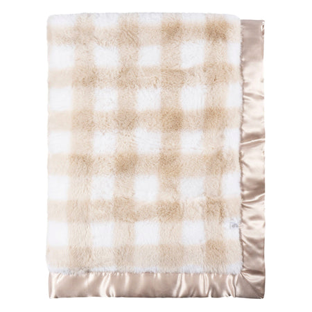 Baby Neutral Tan Plaid Plush Blanket