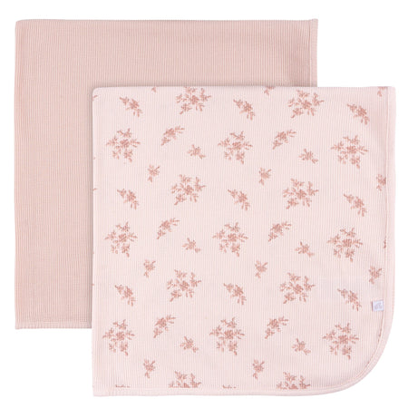 2-Pack Baby Girls Pink Floral Cotton Thermal Blankets