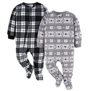 2-Pack Baby & Toddler Neutral Grey Fairisle Fleece Pajamas