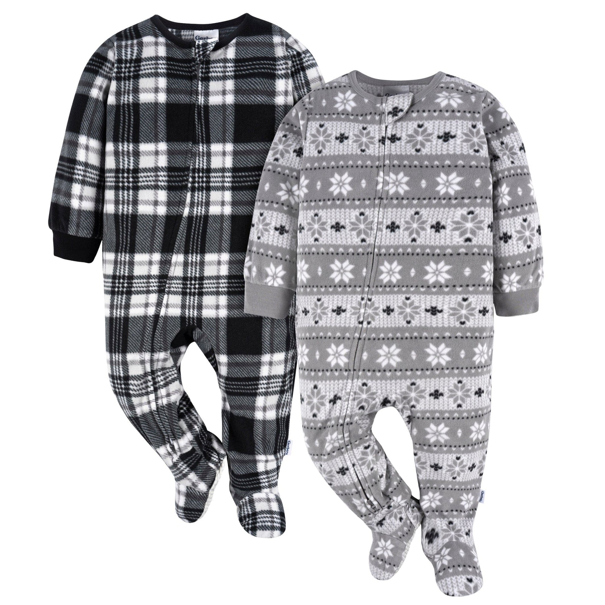2-Pack Baby & Toddler Neutral Grey Fairisle Fleece Pajamas