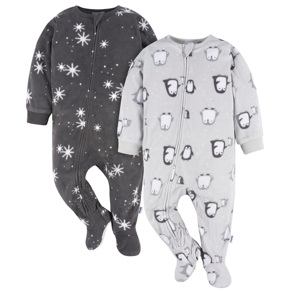 2-Pack Baby & Toddler Neutral Grey Snowmen Fleece Pajamas