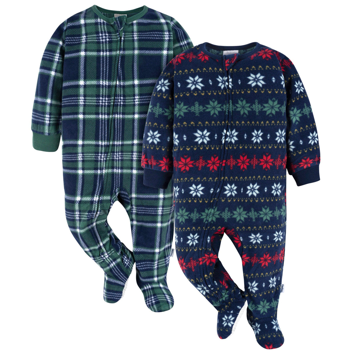 2-Pack Baby & Toddler Neutral Multi Fairisle Fleece Pajamas