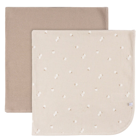 2-Pack Baby Neutral Tan Apples Cotton Thermal Blankets