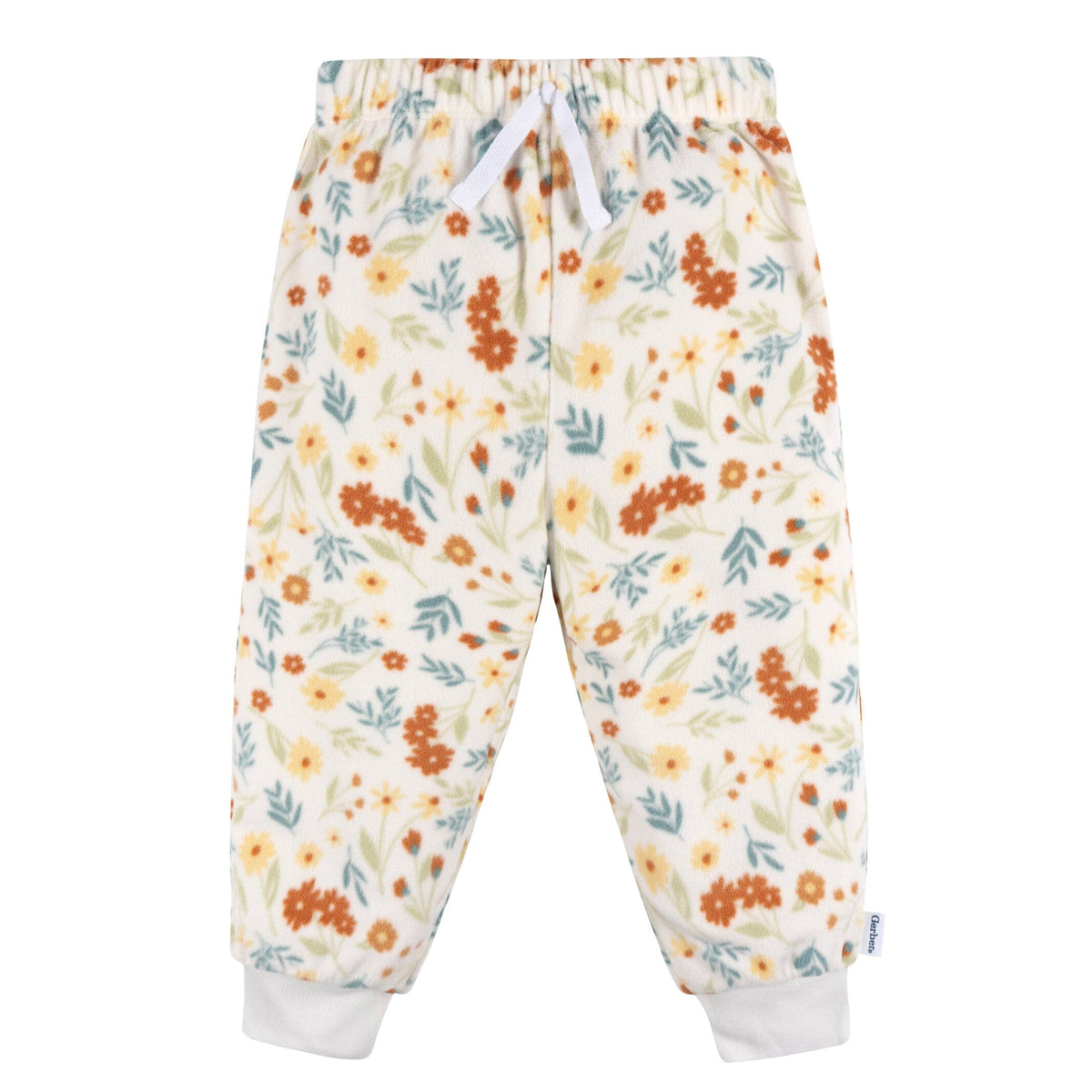2-Piece Infant & Toddler Girls Ivory Floral Fleece Pajamas