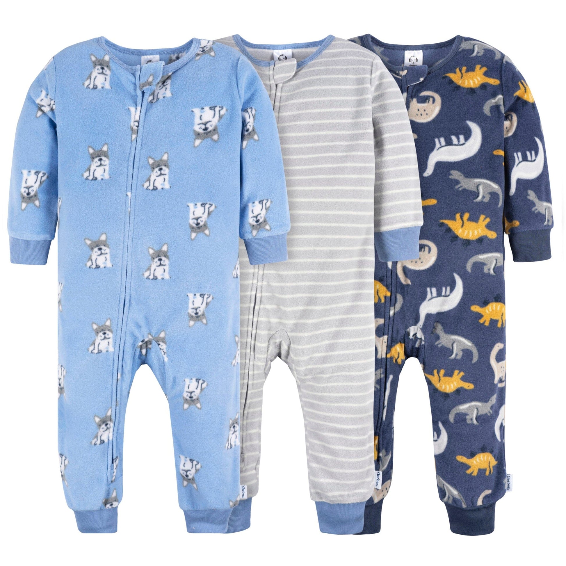 3-Pack Infant & Toddler Boys Dogs/Dinos Footless Fleece Pajamas