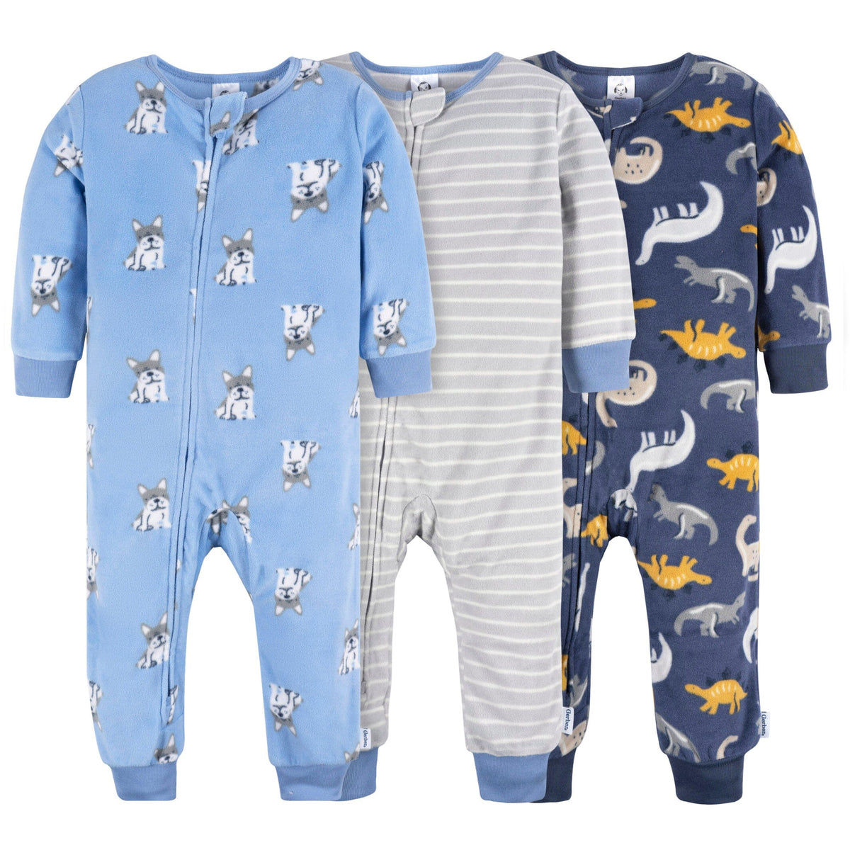 3-Pack Infant & Toddler Boys Dogs/Dinos Footless Fleece Pajamas