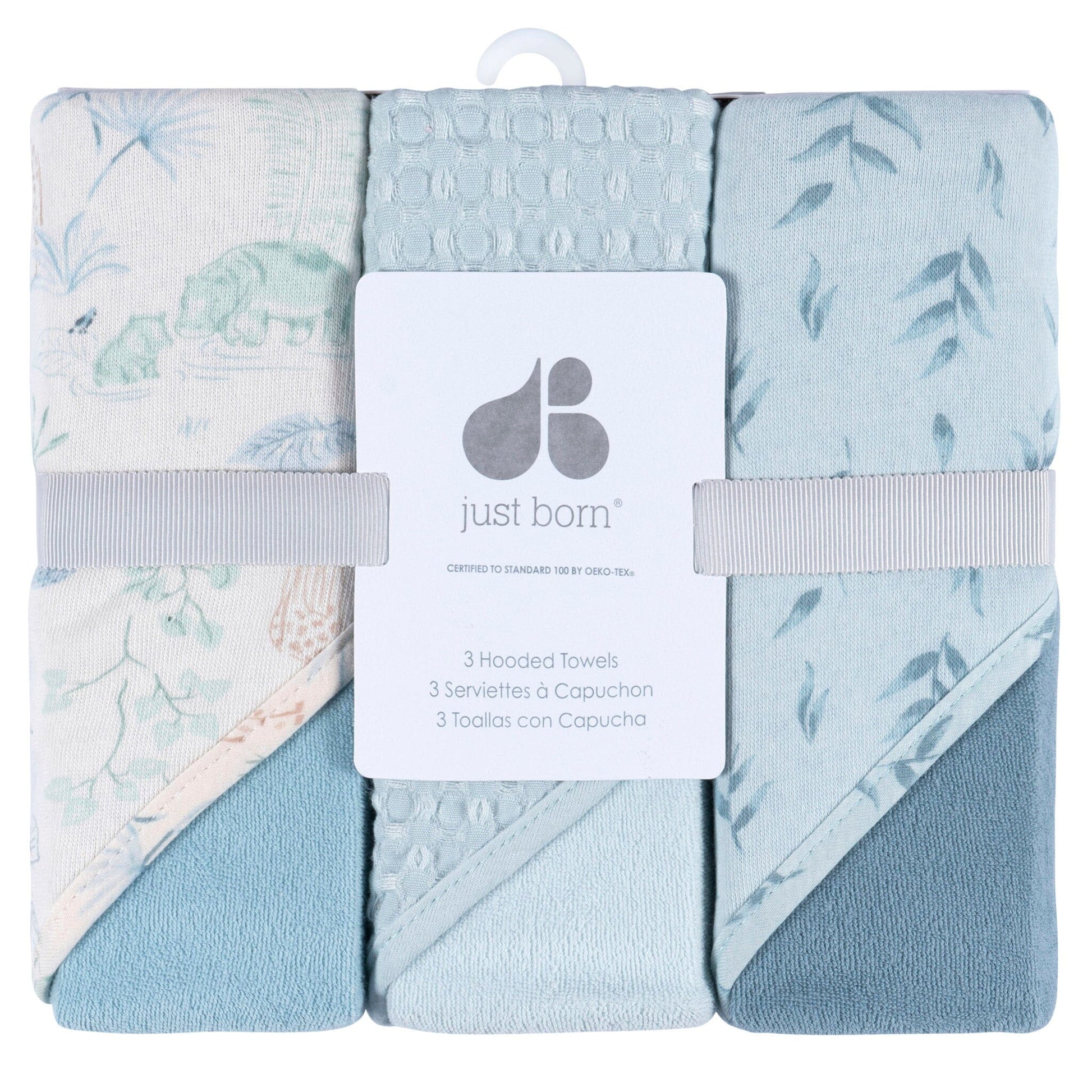 3-Piece Baby Boys Blue Hooded Towel Bath Gerber® 