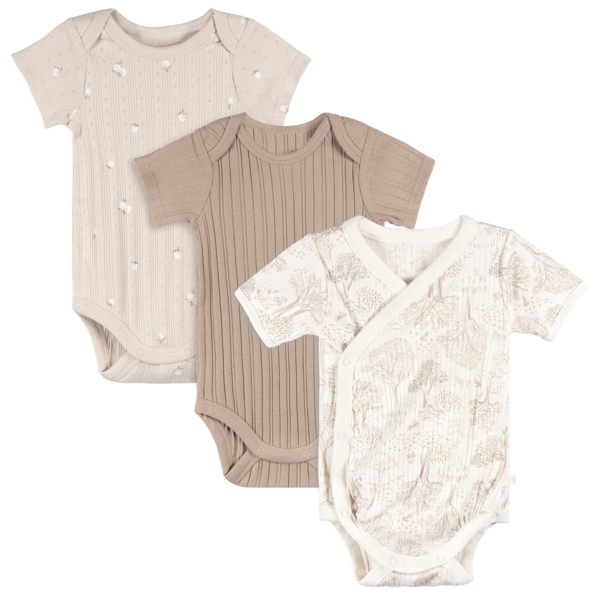 3-Piece Baby Neutral Tan/Brown Bodysuit Set Gerber® 