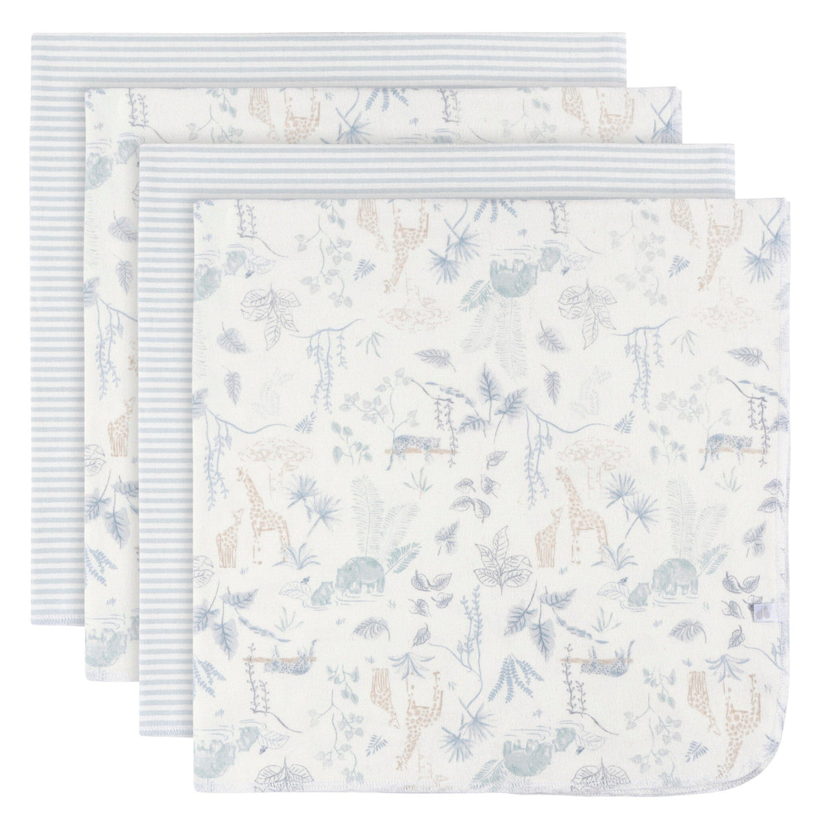 4-Pack Baby Boys Blue Leaf Cotton Flannel Blanket Blankets Gerber® 