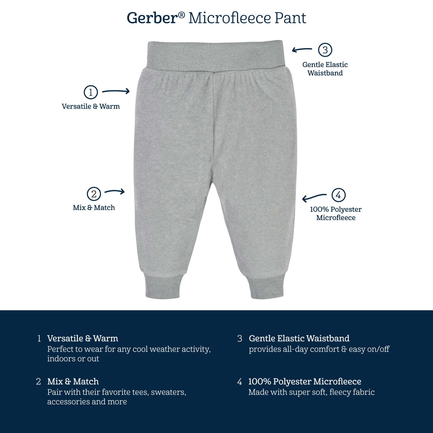 4-Pack Baby Boys Lt Oatmeal Heather Fleece Pants