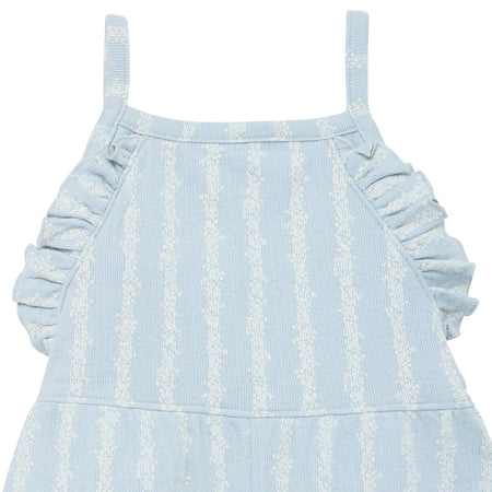 Infant & Toddler Girls Light Blue Mini Flower Stripe Ruffle Romper