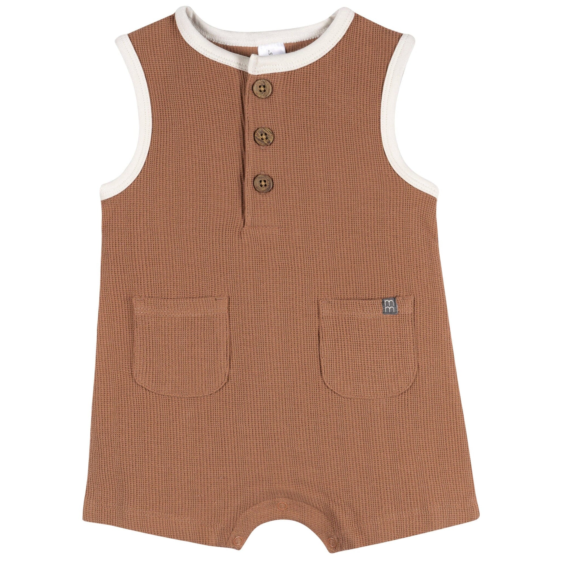 Baby Boys Mocha Mousse Henley Romper Rompers Modern Moments™ by Gerber® 