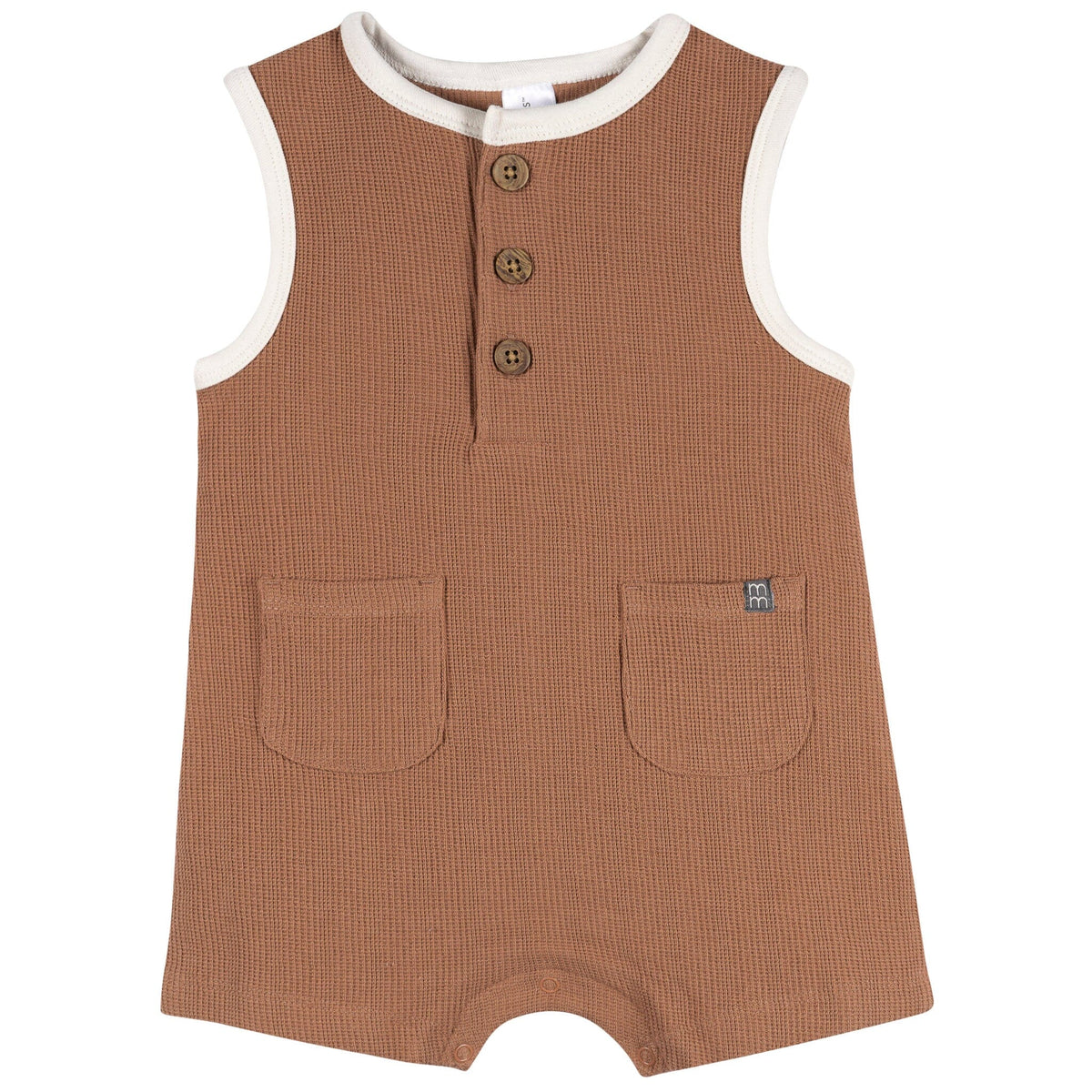 Baby Boys Mocha Mousse Henley Romper Rompers Modern Moments™ by Gerber® 