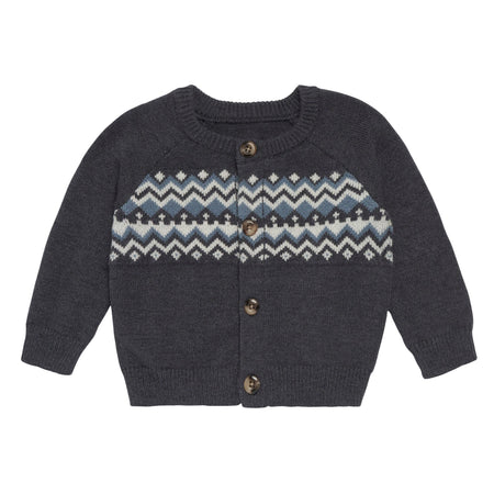 Baby Boys Dark Grey Heather Fair Isle Viscose Sweater