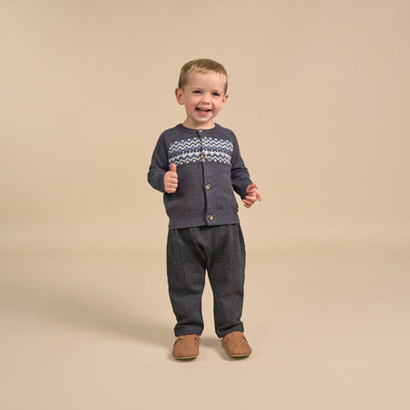 Baby Boys Dark Grey Heather Fair Isle Viscose Sweater