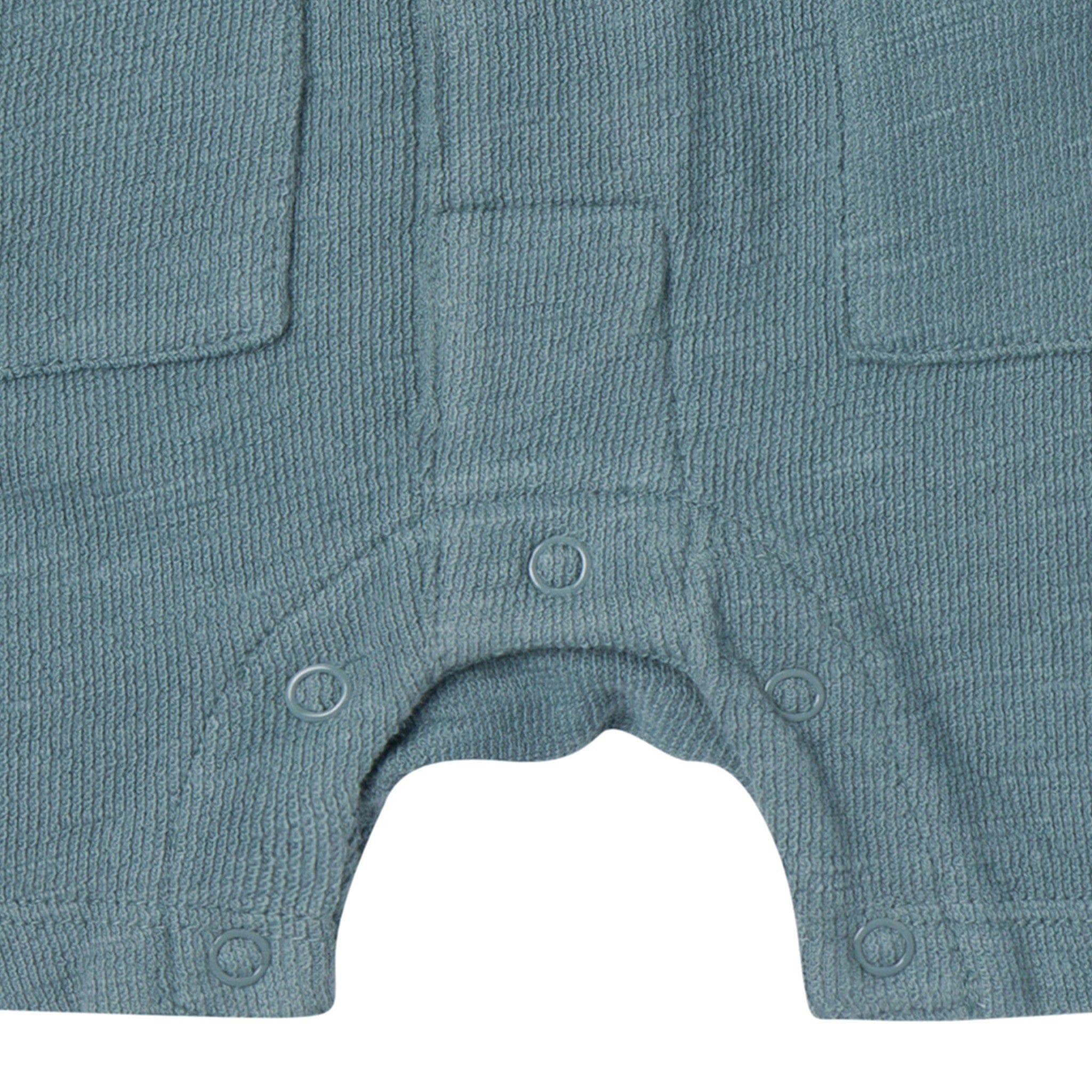 Baby Boys Dark Teal Collared Short Sleeve Romper