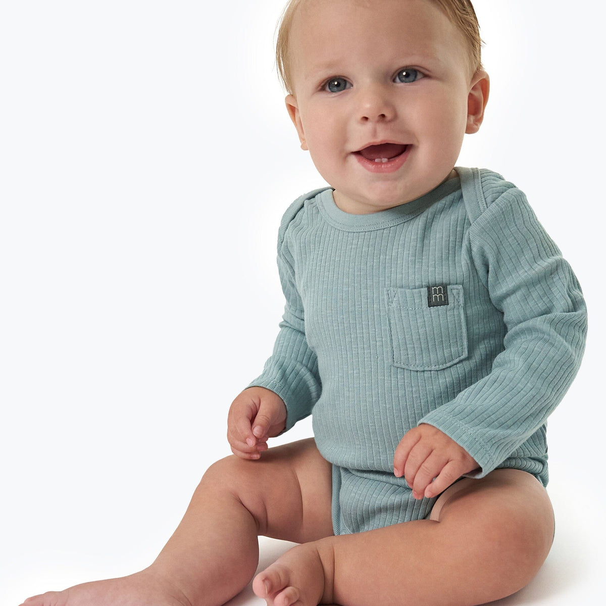Baby Boys Md Teal Long Sleeve Bodysuit Tops Modern Moments™ by Gerber® 