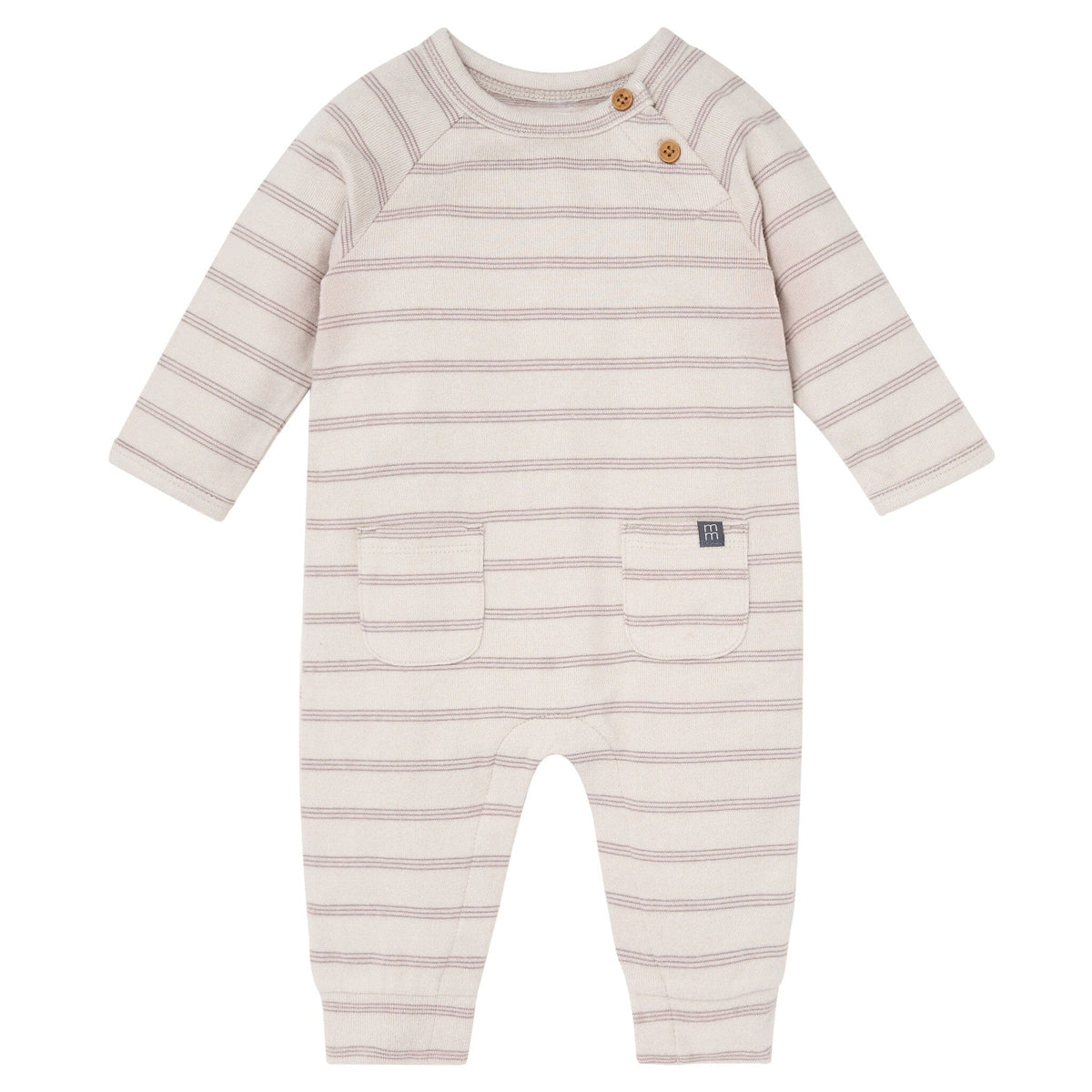 Baby Boys Oatmeal Heather Raglan Sleeve & Long Leg Romper Rompers Modern Moments™ by Gerber® 