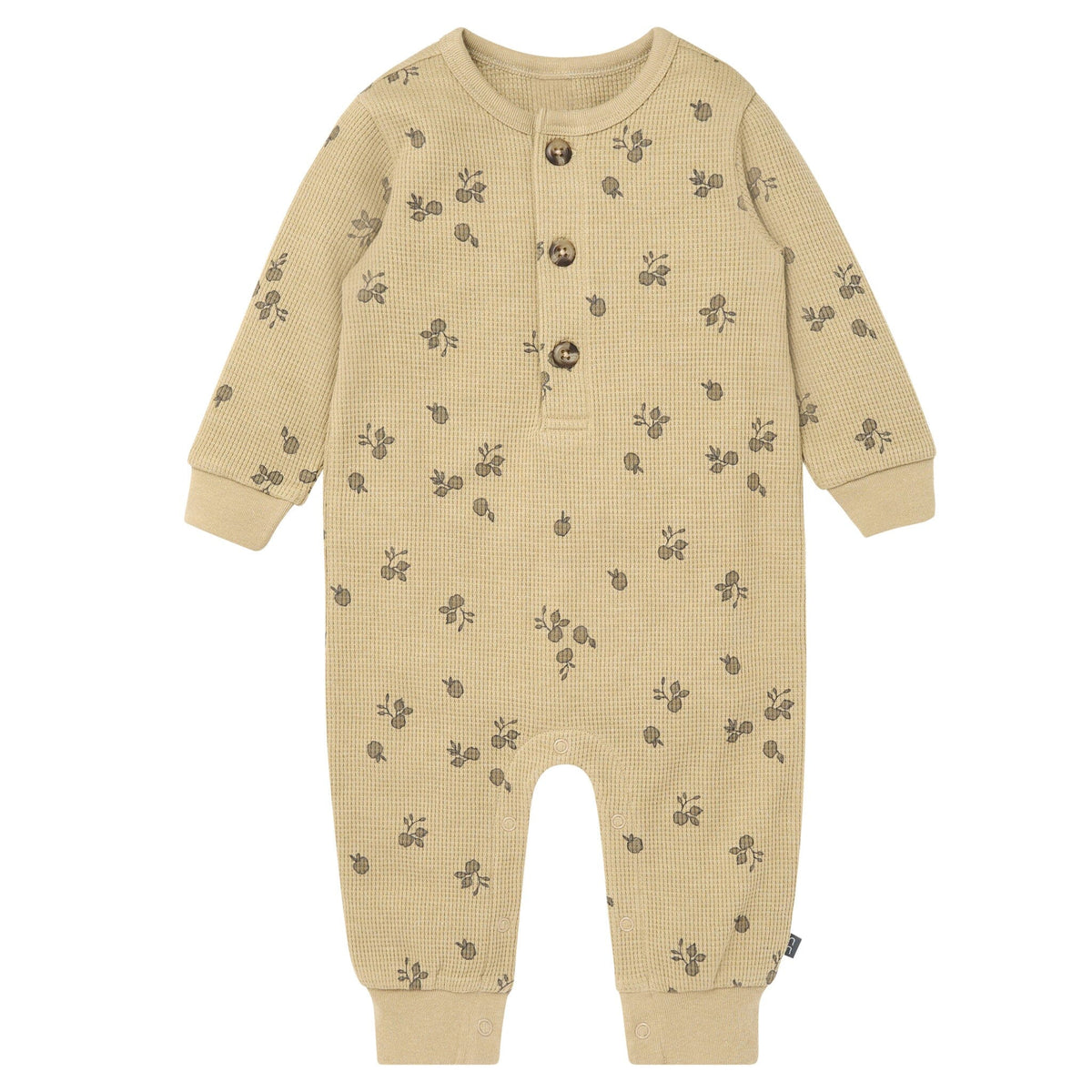 Baby Boys Olive Gray Apple Long Leg Slouch Romper Rompers Gerber® 